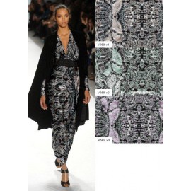 Коприна ETRO черно- бежови шарки